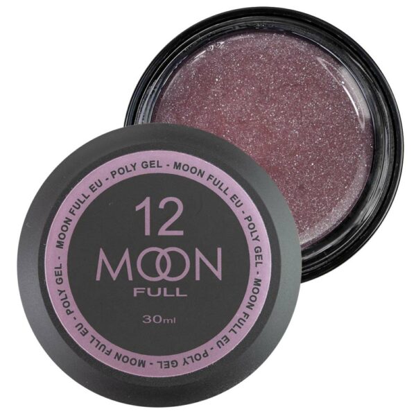 moon full - Полігель для нарощування Poly Gel №12 рожево-металевий із шиммером, 30 мл.