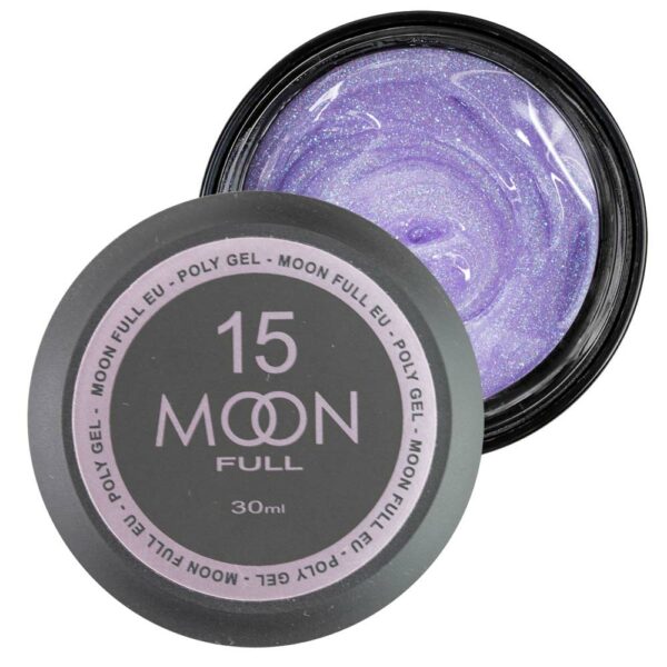 moon full - Полігель для нарощування Poly Gel №15 ліловий діамант із шиммером, 30 мл.