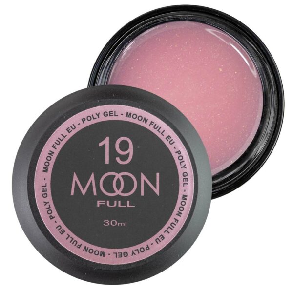 moon full - Полігель для нарощування Poly Gel №19 насичено-рожевий із шиммером, 30 мл.