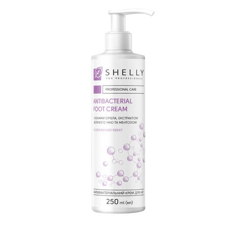 Shelly - Antibacterial foot cream with silver ions, green tea extract and menthol 250 ml - קרם רגליים אנטיבקטריאלי עם יוני כסף, תמצית תה ירוק ומנטול 250 מ"ל