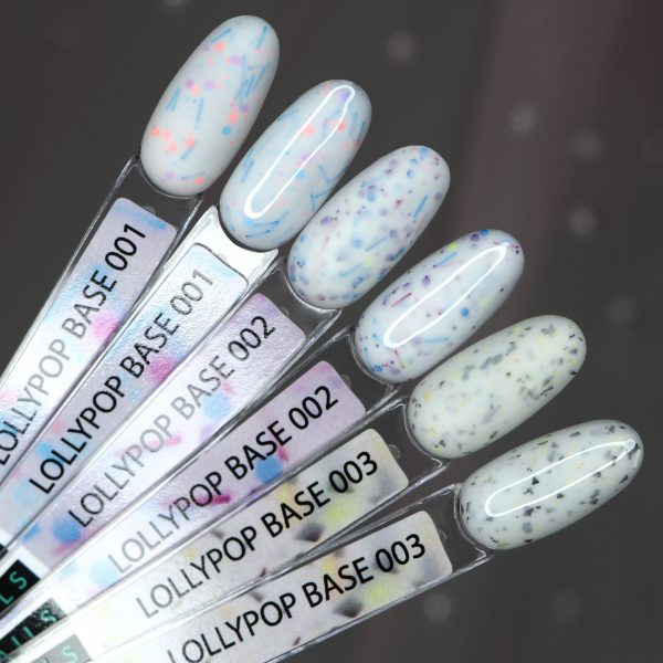 Kira Nails - Lollypop Base №002 (white with multi-colored flakes), 6 ml - בייס לוליפופ 6 מל מס, 002 - Image 2