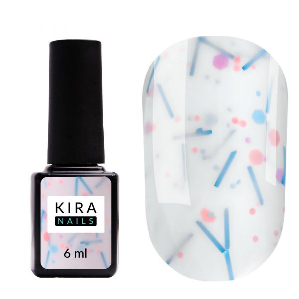 Kira Nails - Lollypop Base №001 (milky with multi-colored flakes), 6 ml - בייס לוליפופ 6 מל מס, 001