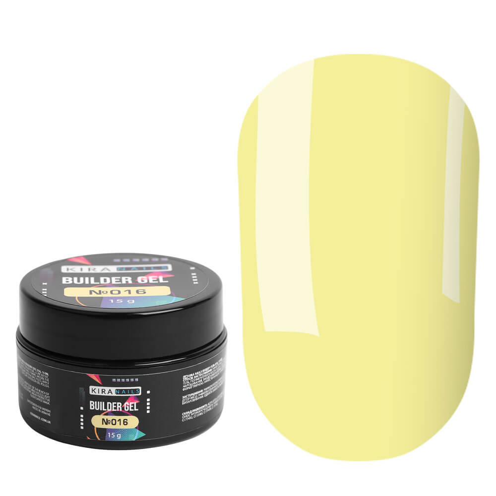 Kira Nails - Builder Gel 016, yellow 30 g - ג'ל בנייה בילדר ג'ל צהוב 30 גרם - 016