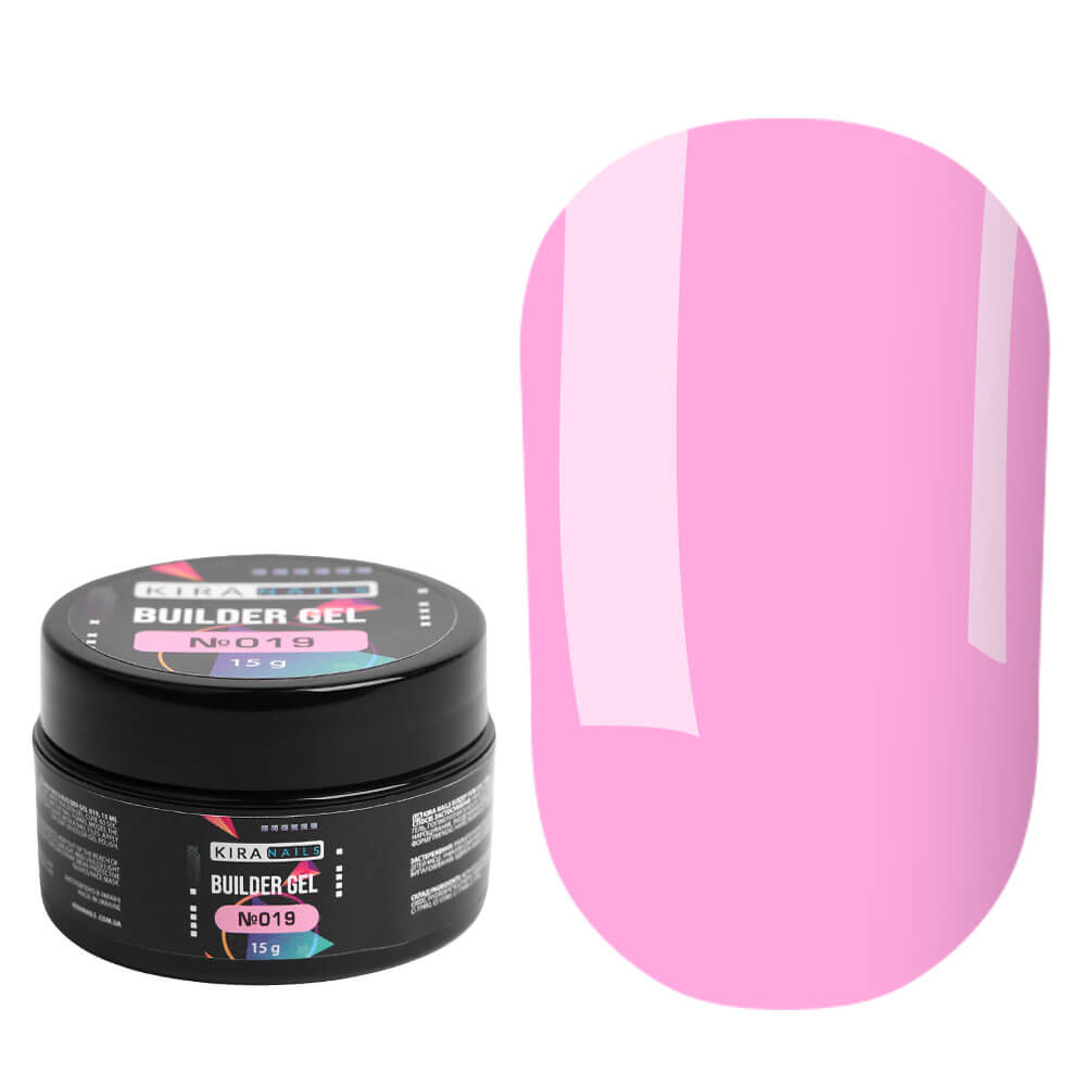Kira Nails - Builder Gel 019, pink 30 g - ג'ל בנייה בילדר ג'ל ורוד 30 גרם - 019