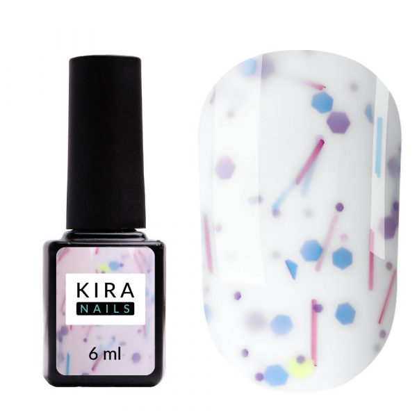 Kira Nails - Lollypop Base №002 (white with multi-colored flakes), 6 ml - בייס לוליפופ 6 מל מס, 002