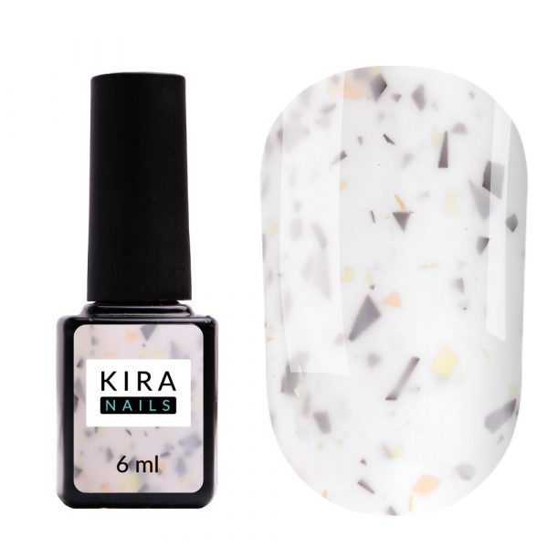 Kira Nails - Lollypop Base №003 (milky with gray-yellow flakes), 6 ml - בייס לוליפופ 6 מל מס, 003