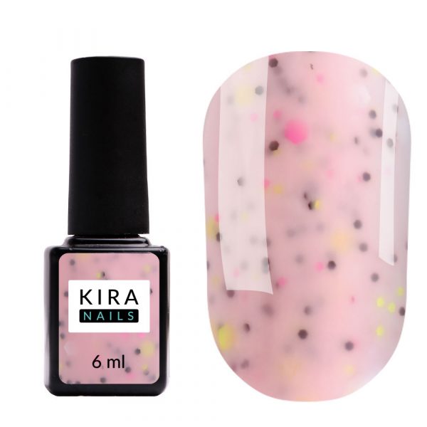 Kira Nails - Lollypop Base №004 (pink with multicolored flakes), 6 ml - בייס לוליפופ 6 מל מס, 004