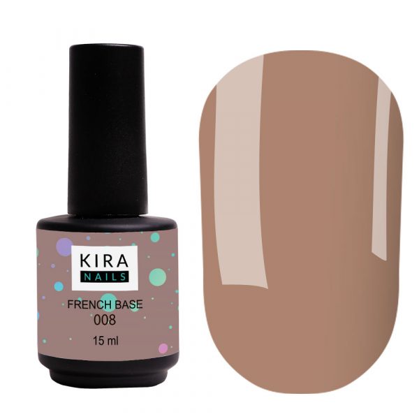 Kira Nails - French Base 008 (warm light brown), 15 ml - בייס פרנץ' חום בהיר חם 15 מל 008