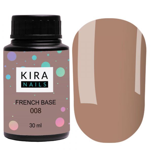 Kira Nails - French Base 008 (warm light brown), 30 ml - בייס פרנץ' חום בהיר חם 30 מל 008