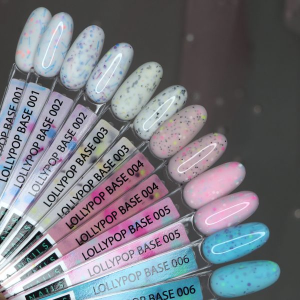 Kira Nails - Lollypop Base №002 (white with multi-colored flakes), 6 ml - בייס לוליפופ 6 מל מס, 002 - Image 3