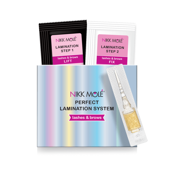 NIKK MOLE - Kit for laminating eyelashes and eyebrows (Step 1 and Step 2 in a sachet, Step 3 in an ampoule) - ערכה למינציה של ריסים וגבות