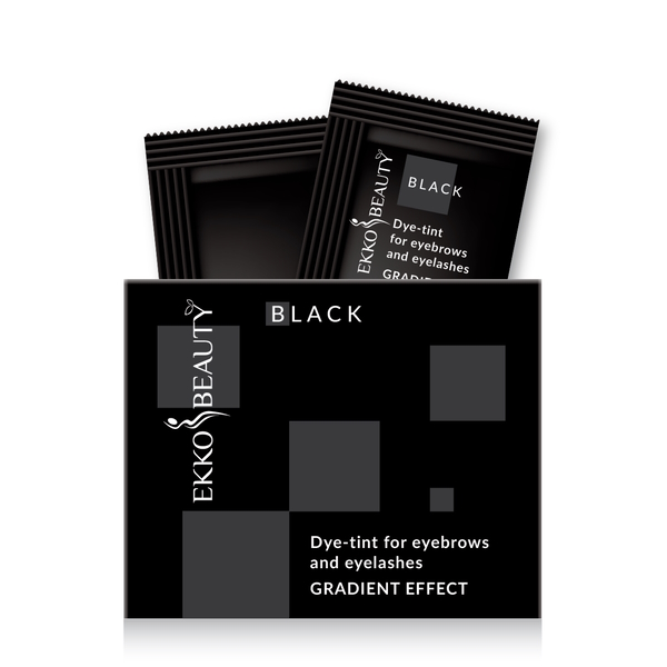 Ekko Beauty - Tint for eyebrows and eyelashes  GRADIENT EFFECT, tone Black, sachet - צבע לגבות ולריסים אפקט מידרון, גוון שחור, שקית