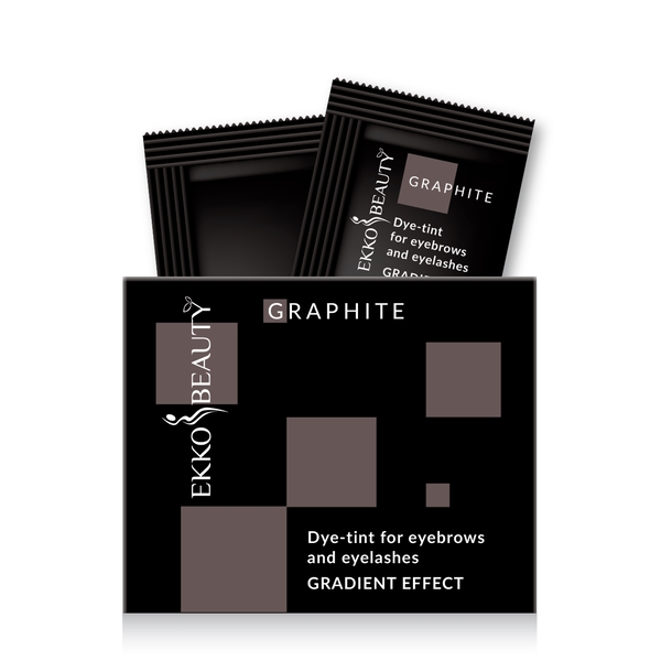 Ekko Beauty - Tint for eyebrows and eyelashes  GRADIENT EFFECT, Graphite tone, sachet - צבע לגבות ולריסים אפקט מידרון, גוון גרפיט, שקית
