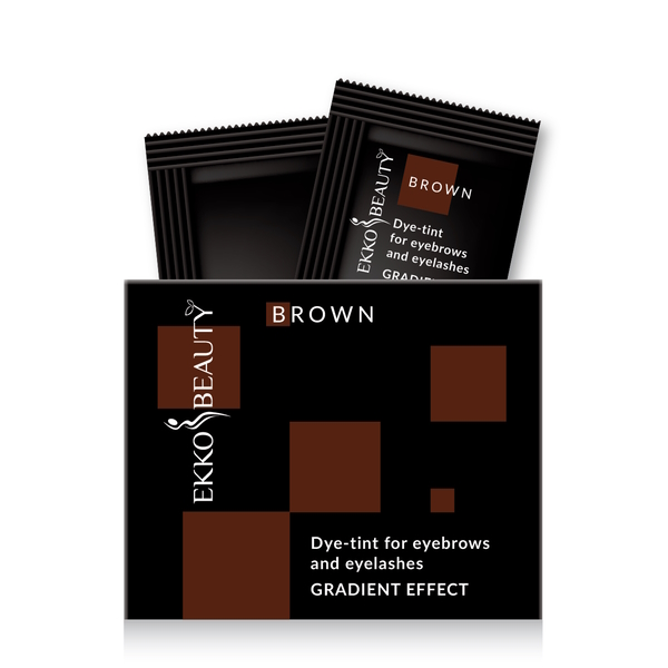 Ekko Beauty - Tint for eyebrows and eyelashes  GRADIENT EFFECT, Brown tone, sachet - צבע לגבות ולריסים אפקט מידרון, גוון חום, שקית