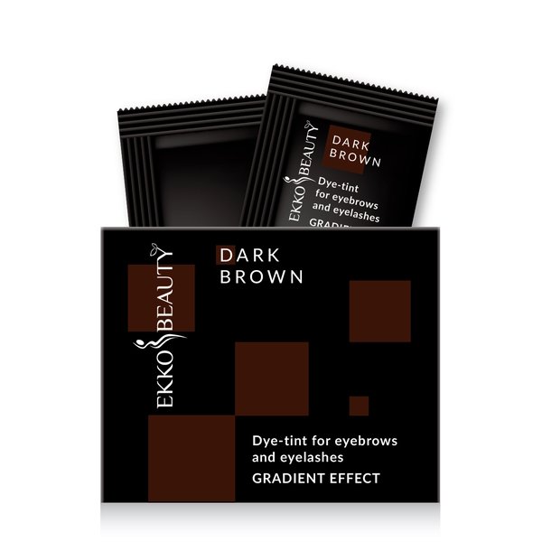 Ekko Beauty - Tint for eyebrows and eyelashes  GRADIENT EFFECT, Dark Brown tone, sachet - צבע לגבות ולריסים אפקט מידרון, גוון חום כהה, שקית