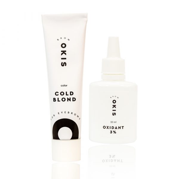 OKIS - Eyebrow cream-color COLD BLOND with oxidizing agent with henna extract 15 ml - צבע לגבות קרם 15 מל צבע בלונד קר + חמצן 3% 20 מל