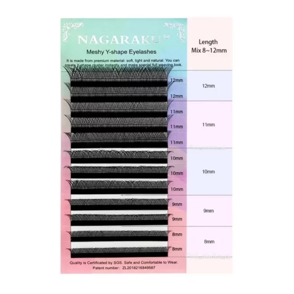 Nagaraku - Eyelashes Nagaraku (2D) Y - bend D 0.07 mix (8-15mm) bundles mix - ריסים (2D) Y - לכופף D 0.07 מיקס (8-15 מ"מ) מיקס חבילות - Image 3