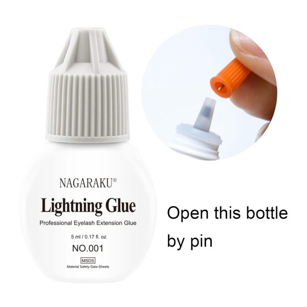 NAGARAKU - Lightning Glue No. 001 (0.5-1 sec), 5 ml - דבק להארכת ריסים חזק במיוחד 0.5-1 שניות ייבוש מהיר - מס, 001 - Image 2