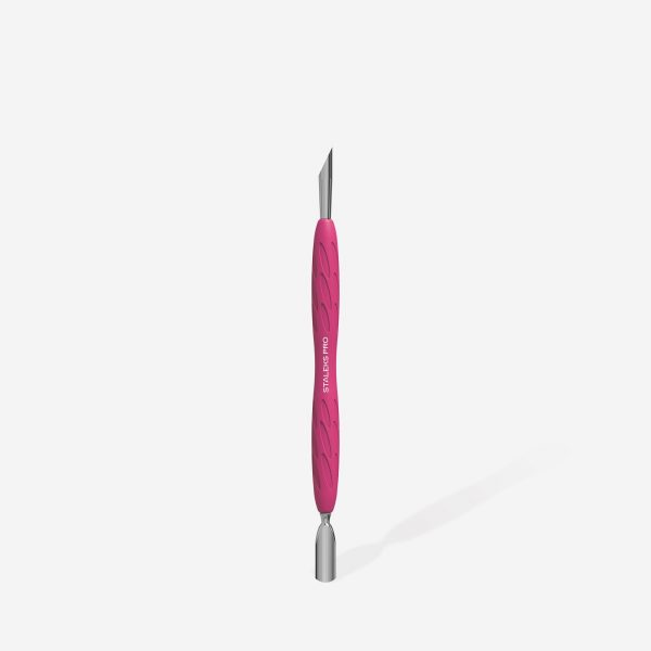 STALEKS - Manicure pusher with silicone handle “Gummy” UNIQ 10 TYPE 2 (narrow rounded pusher + slanted pusher) - PQ-10/2 - דוחף עור מעוגל משופע + צר ידית סיליקון - Image 2