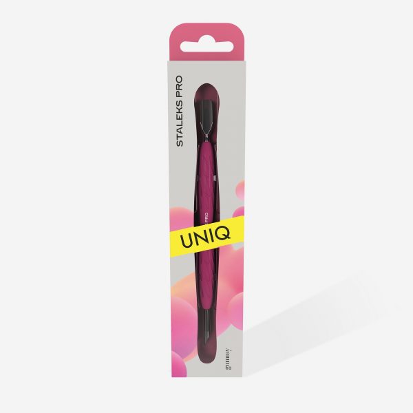 STALEKS - Manicure pusher with silicone handle “Gummy” UNIQ 10 TYPE 2 (narrow rounded pusher + slanted pusher) - PQ-10/2 - דוחף עור מעוגל משופע + צר ידית סיליקון - Image 4