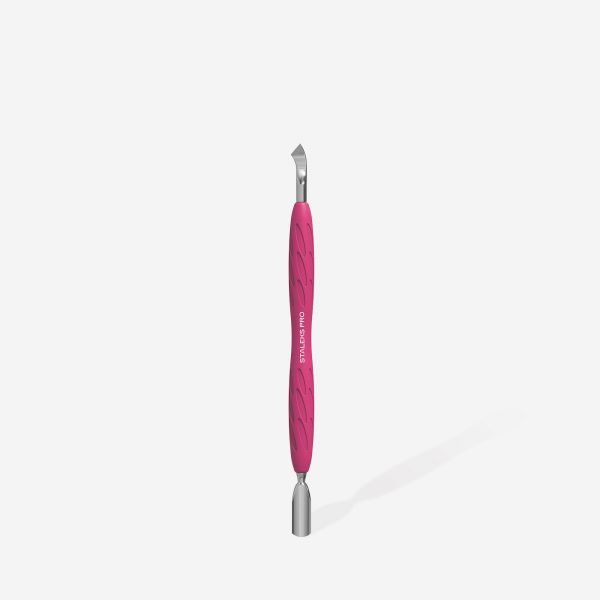 STALEKS - Manicure pusher with silicone handle “Gummy” UNIQ 10 TYPE 4.2 (narrow rounded pusher + bent blade) - PQ-10/4.2 - דוחף עור מעוגל צר + להב כפוף ידית סיליקון (Copy) - Image 2