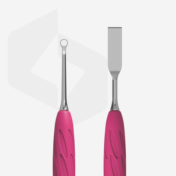 STALEKS - Manicure pusher with silicone handle “Gummy” UNIQ 11 TYPE 1 (flat straight pusher + ring) - PQ-11/1 - דוחף עור ישר שטוח + טבעת ידית סיליקון - Image 3