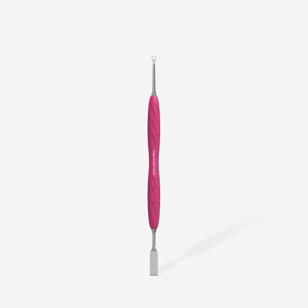 STALEKS - Manicure pusher with silicone handle “Gummy” UNIQ 11 TYPE 1 (flat straight pusher + ring) - PQ-11/1 - דוחף עור ישר שטוח + טבעת ידית סיליקון - Image 2