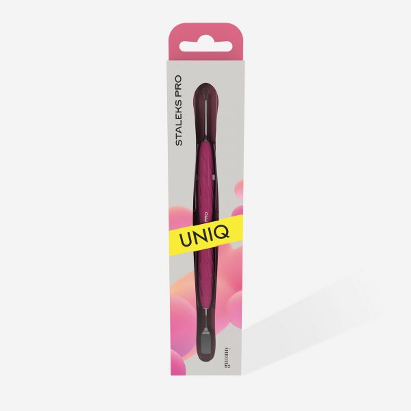 STALEKS - Manicure pusher with silicone handle “Gummy” UNIQ 11 TYPE 1 (flat straight pusher + ring) - PQ-11/1 - דוחף עור ישר שטוח + טבעת ידית סיליקון - Image 4