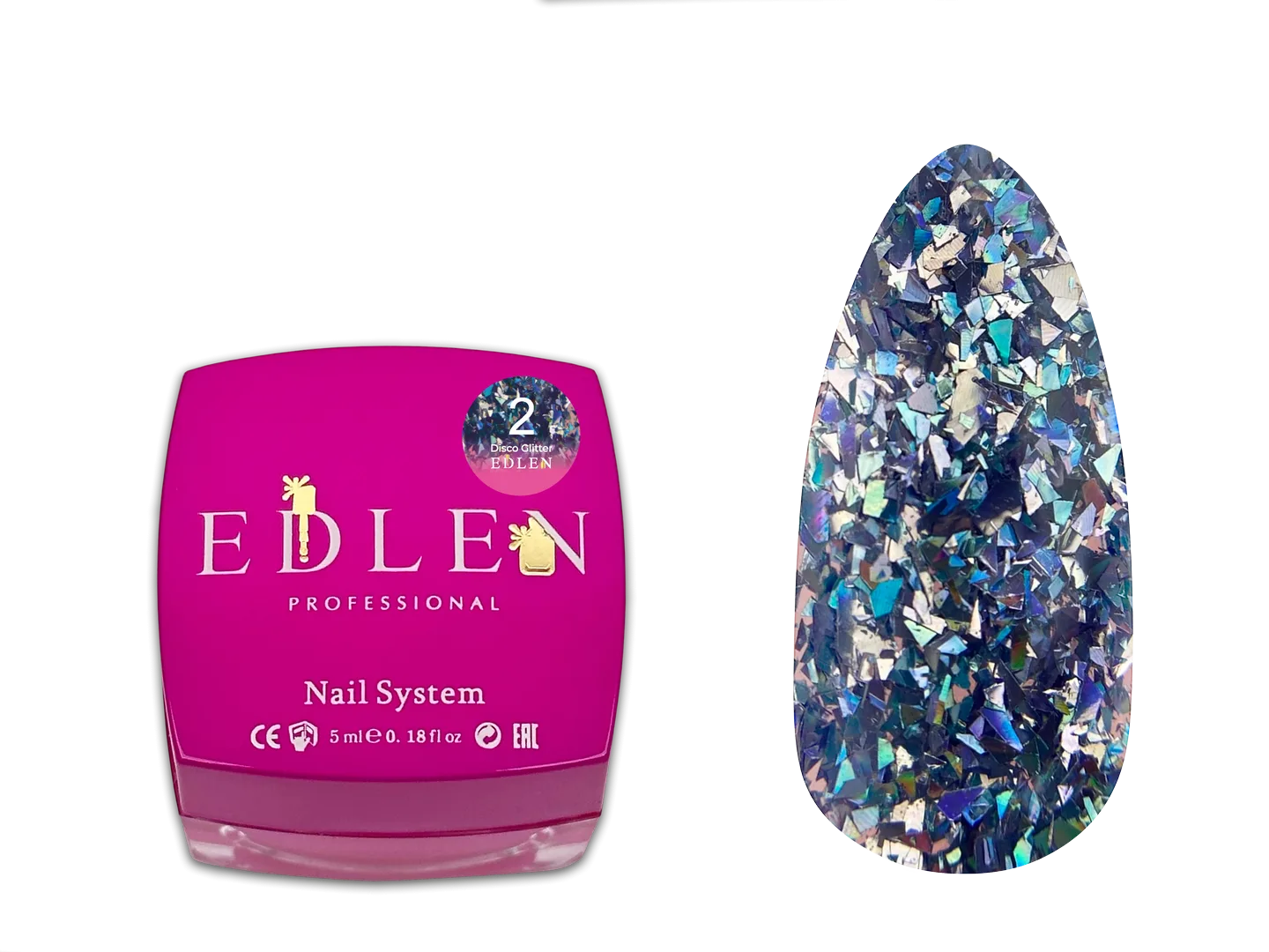 Гель для дизайну Disco Glitter Edlen 5 ml. №02