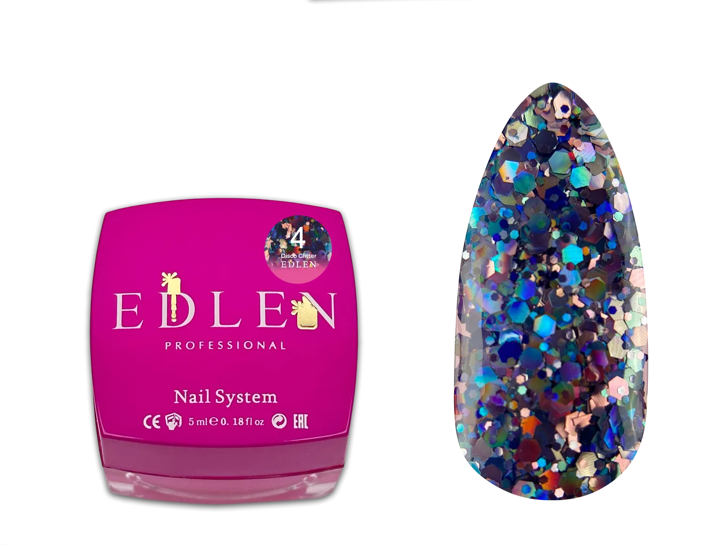 Гель для дизайну Disco Glitter Edlen 5 ml. №04
