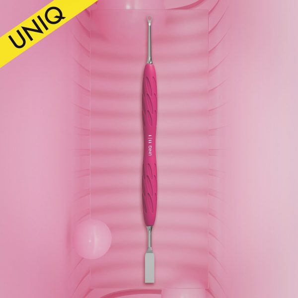 STALEKS - Manicure pusher with silicone handle “Gummy” UNIQ 11 TYPE 1 (flat straight pusher + ring) - PQ-11/1 - דוחף עור ישר שטוח + טבעת ידית סיליקון