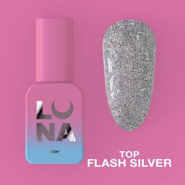 LUNA MOON - Топ для гель-лаку Top Flash Silver 13ml