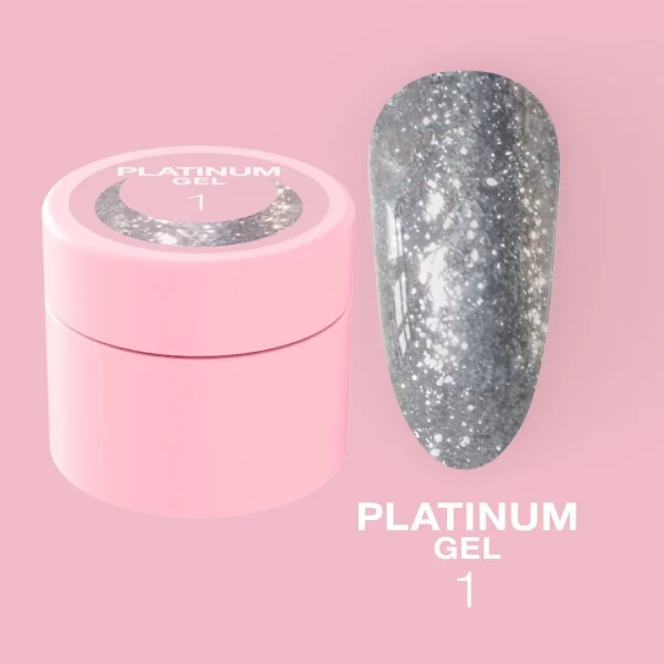 LUNA MOON - Блискітки для нігтів Platinum Gel №1 5ml