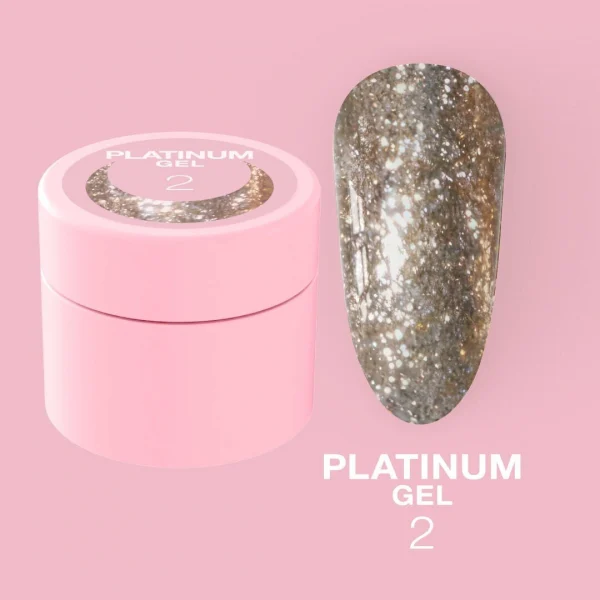 LUNA MOON - Блискітки для нігтів Platinum Gel №2 5ml