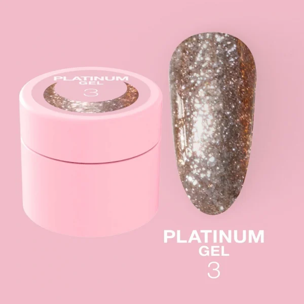 LUNA MOON - Блискітки для нігтів Platinum Gel №3 5ml