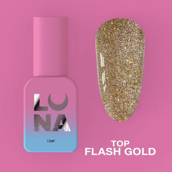 LUNA MOON - Топ для гель-лаку Top Flash Gold 13ml
