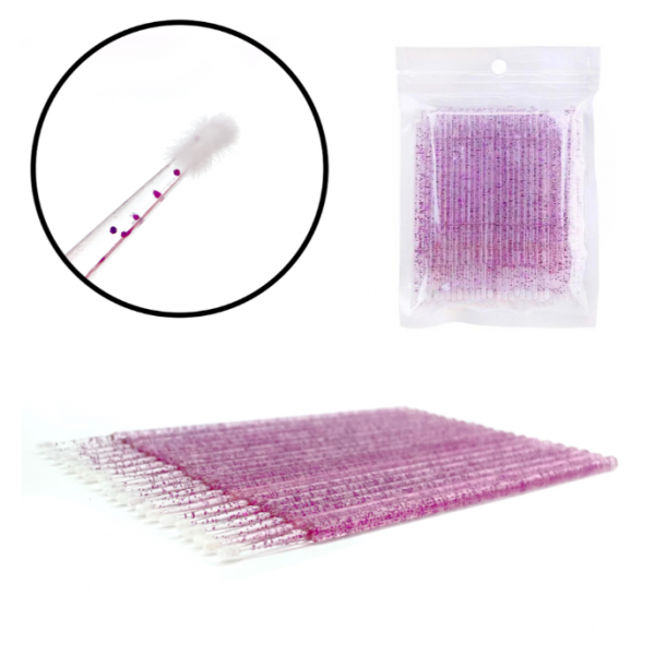 Microbrush for eyelash, glitter random color, 100pcs pack