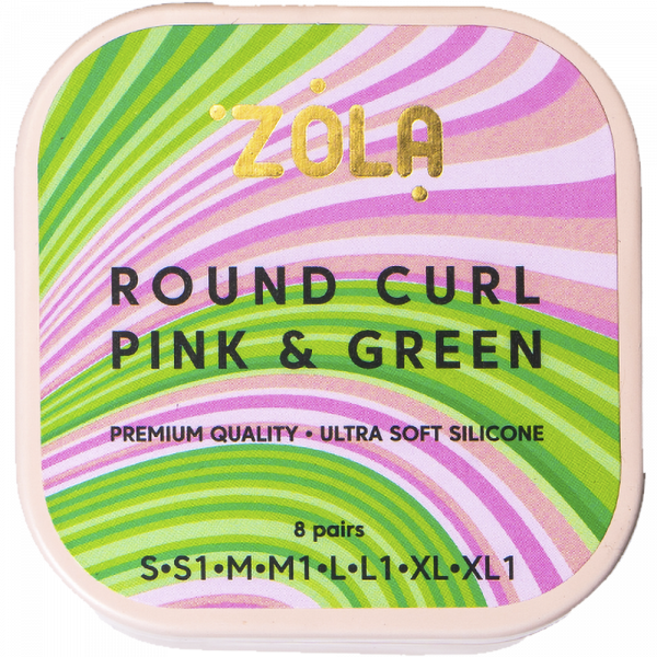 ZOLA - LAMINATING ROLLERS ROUND CURL PINK & GREEN - (S, S1, M, M1, L, L1, XL, XL1) - רולים למינציה עגולים תלתלים ורוד וירוק