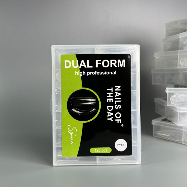 NAILSOFTHEDAY - Dual Form Square (Type 7) — верхні форми квадрат для середньої довжини нарощення, підходить для зростаючих вниз нігтів, 120 шт