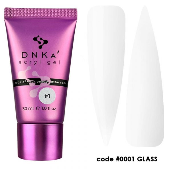 DNKA - Гель для нігтів Аcryl Gel 0001 Glass, 30 мл (у тюбику)