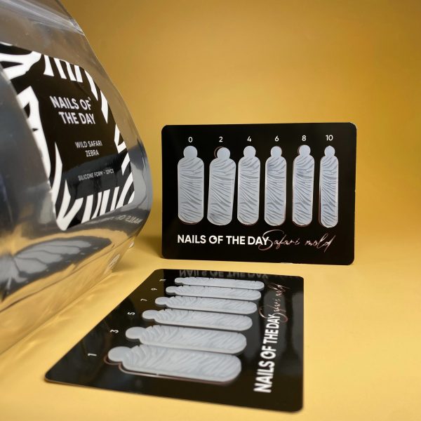 NAILSOFTHEDAY - Wild Safari Zebra, silicone form; 12pcs/packet — силіконові молди для верхніх форм/зебра (Type 19),12 шт в брендованому пакеті.