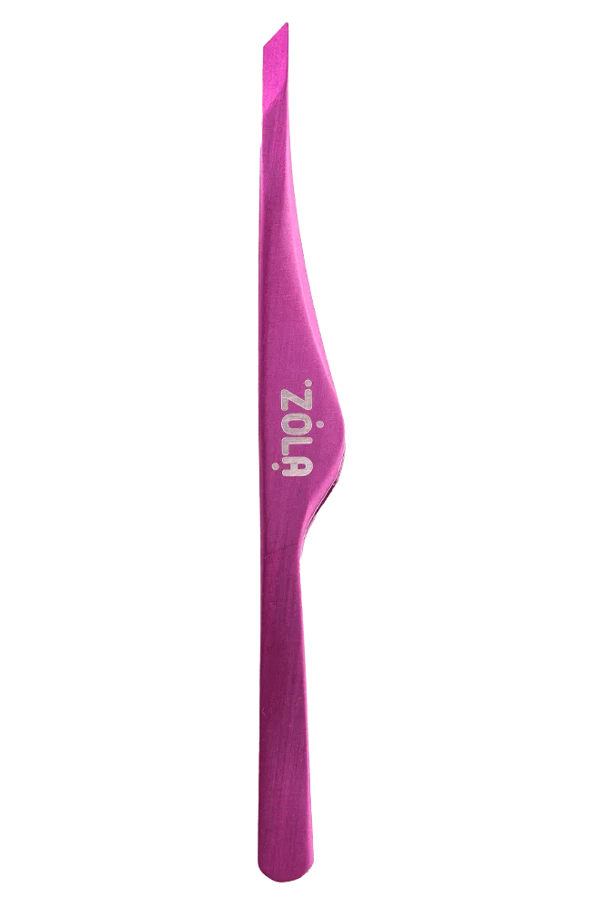ZOLA - PROFESSIONAL BEVELED TWEEZERS FOR EYEBROWS PINK - פינצטה משופעת לגבות ורוד