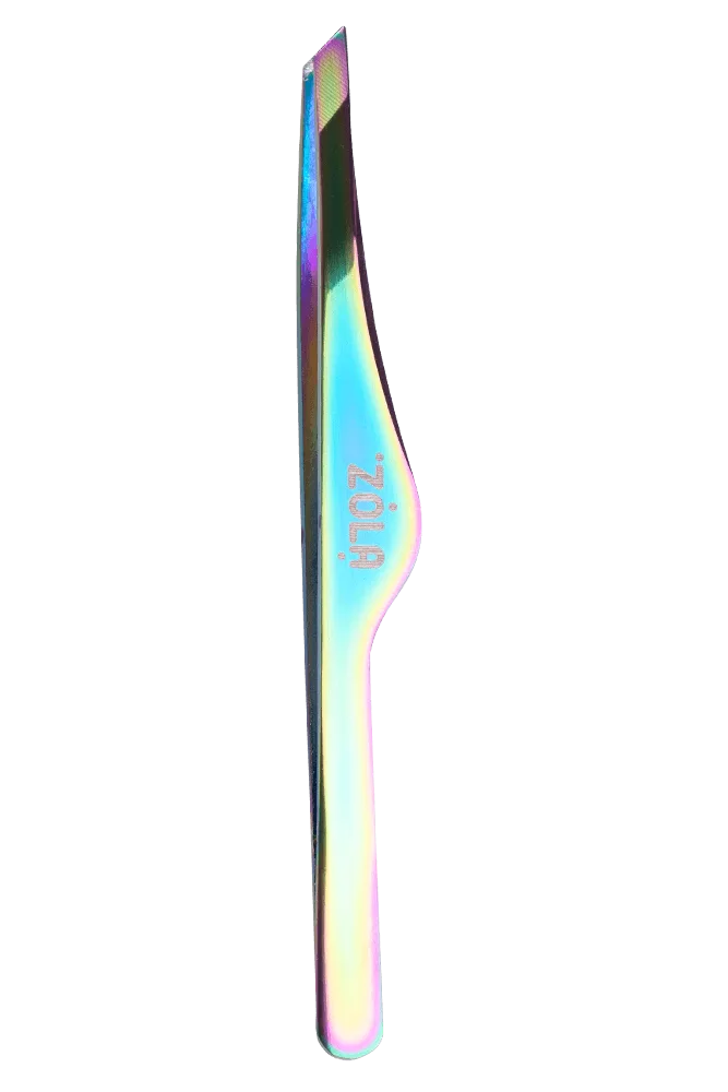 ZOLA - PROFESSIONAL BEVELED TWEEZERS FOR EYEBROWS RAINBOW - פינצטה משופעת לגבות קשת בענן
