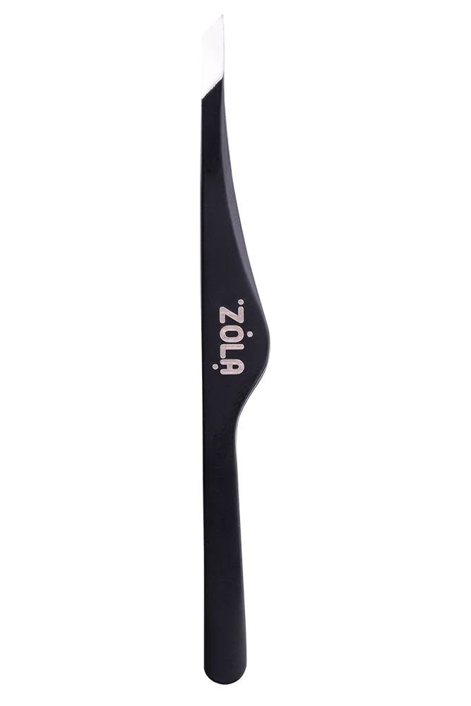 ZOLA - PROFESSIONAL BEVELED TWEEZERS FOR EYEBROWS BLACK - פינצטה משופעת לגבות שחורה