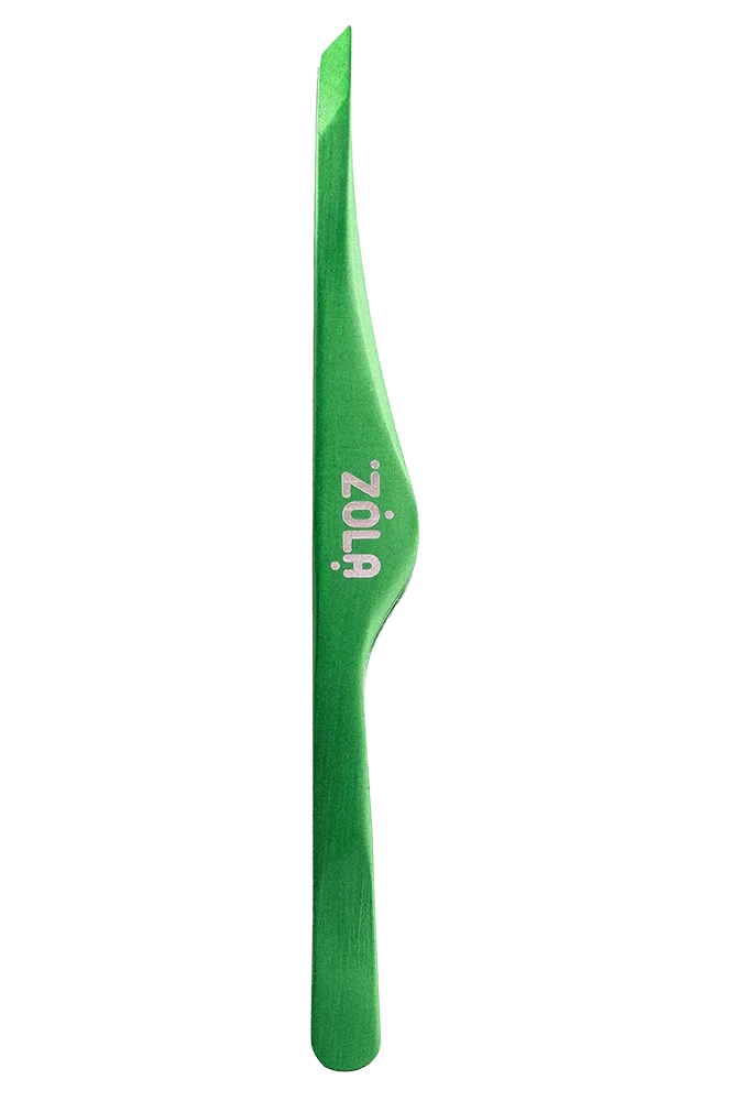 ZOLA - PROFESSIONAL BEVELED TWEEZERS FOR EYEBROWS GREEN - פינצטה משופעת לגבות ירוקה
