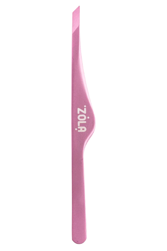 ZOLA - PROFESSIONAL BEVELED TWEEZERS FOR EYEBROWS LIGHT PINK - פינצטה משופעת לגבות ורוד בהיר