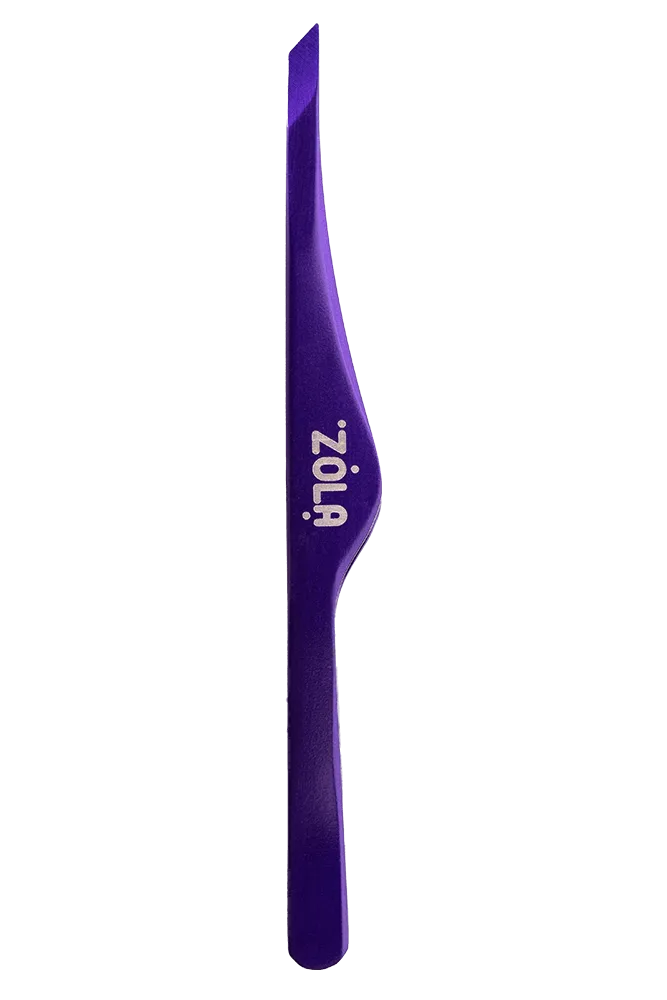 ZOLA - PROFESSIONAL BEVELED TWEEZERS FOR EYEBROWS VIOLET - פינצטה משופעת לגבות סגול