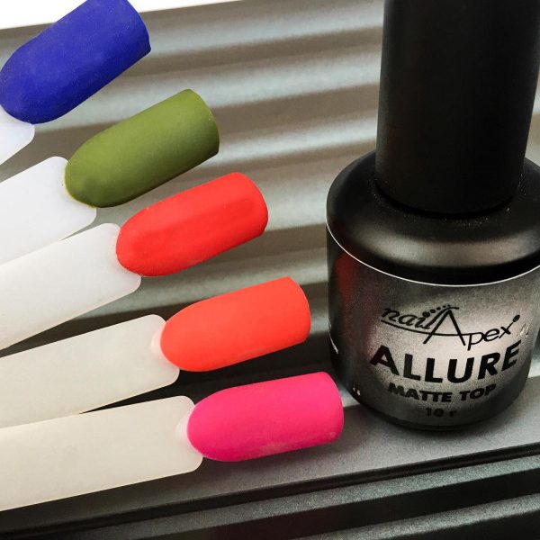 nailApex - Allure Matte Top , 10 Ml - טופ מט אלור 10 מל ללא נטרול - Image 2