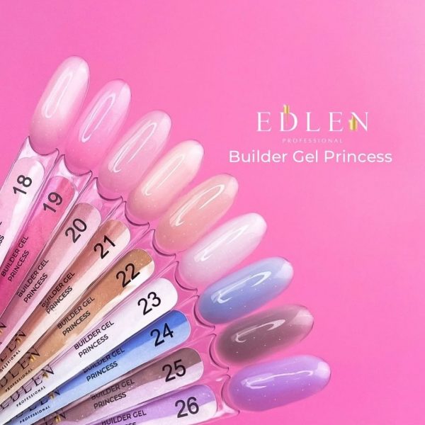 Моделюючий гель Builder Gel Princess Edlen 30 ml. №26-легкий фіолетовий з дрібним шиммером - Image 2