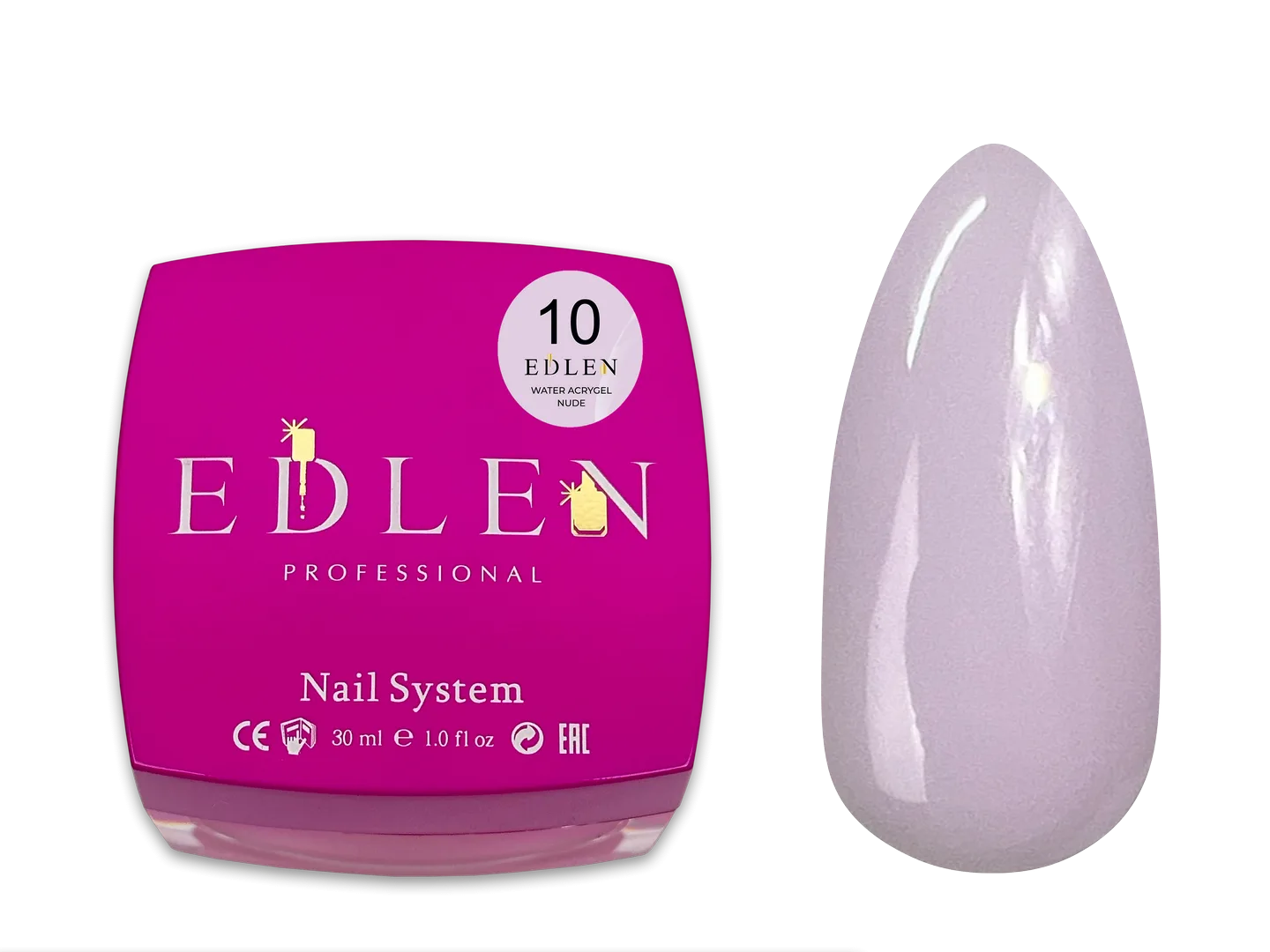 Акригель EDLEN - Water Acrygel Nude  30 ml. coconut No. 10